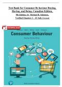 TEST BANK For Consumer Behaviour&colon; Buying&comma; Having&comma; and Being&comma; Canadian Edition&comma; 9th Edition&comma; 2024 by Michael R&period; Solomon&comma; Verified Chapters 1 - 15&comma; Complete Newest Version