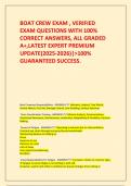 BOAT CREW EXAM &comma; VERIFIED EXAM QUESTIONS WITH 100&percnt;  CORRECT ANSWERS&comma; ALL GRADED A&plus;&comma;LATEST EXPERT PREMIUM UPDATE&lpar;2025-2026&rpar;&vert;>100&percnt; GUARANTEED SUCCESS&period;