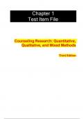 Test Bank For Counseling Research Quantitative&comma; Qualitative&comma; and Mixed Methods&comma; 3rd Edition by Carl J&period; Sheperis J Scott Young M Harry Daniels