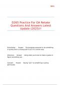 D265 Practice For OA Retake Questions And Answers Latest Update &lpar;2025&rpar;&excl;&excl;