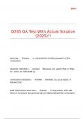 D265 OA Test With Actual Solution &lpar;2025&rpar;&excl;&excl;