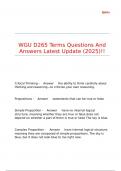 WGU D265 Terms Questions And Answers Latest Update &lpar;2025&rpar;&excl;&excl;