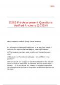D265 Pre-Assessment Questions Verified Answers &lpar;2025&rpar;&excl;&excl;