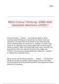 WGU Critical Thinking -D265 With Complete Solutions &lpar;2025&rpar;&excl;&excl;