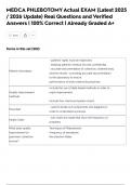 MEDCA PHLEBOTOMY Actual EXAM &lpar;Latest 2025 &sol; 2026 Update&rpar; Real Questions and Verified Answers &vert; 100&percnt; Correct &vert; Already Graded A&plus;