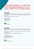 WGU D174 Final Review &lpar;NEW 2025&sol; 2026 Update&rpar; Marketing Management &vert; Questions & Answers&vert; Grade A&vert; 100&percnt; Correct &lpar;Verified Solutions&rpar;