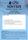 VEN1505 Assignment 3 PORTFOLIO &lpar;ANSWERS&rpar; Semester 1 2025 - DISTINCTION GUARANTEED
