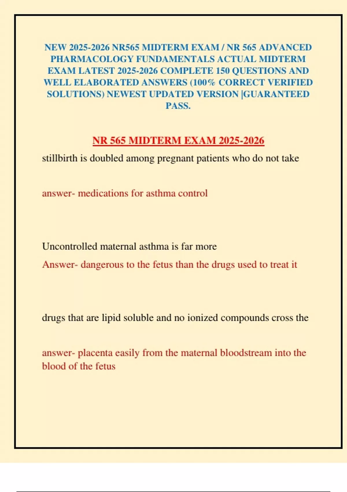 NEW NR565 MIDTERM EXAM / NR 565 ADVANCED PHARMACOLOGY FUNDAMENTALS ...