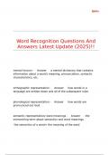 Word Recognition Questions And Answers Latest Update &lpar;2025&rpar;&excl;&excl;