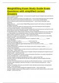 Weightlifting Exam Study Guide Exam Questions with simplified correct Answers