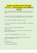 Oxidative phosphorylation UPDATED ACTUAL Exam Questions and CORRECT  Answers