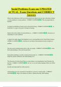 Social Problems Exam one UPDATED ACTUAL Exam Questions and CORRECT  Answers