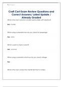 Craft Cert Exam Review Questions and  Correct Answers&sol; Latest Update &sol;  Already Graded