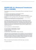 DAVIES SPI&colon; III&period; Ultrasound Transducers &lpar;20&percnt; of ARDMS&rpar; questions and answers all are correct 2025 graded A&plus;