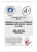 BSW4802 Assignment 2 &lpar;COMPLETE ANSWERS&rpar; 2025 &lpar;153705&rpar; - DUE 24 June 2025&semi; 100&percnt; TRUSTED Complete&comma; trusted solutions and explanations&period;