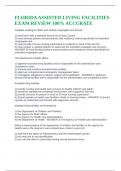 FLORIDA ASSISTED LIVING FACILITIES EXAM REVIEW 100&percnt; ACCURATE