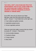 TACO BELL SHIFT LEAD EXAM AND PRACTICE  EXAM NEWEST 2025 ACTUAL EXAM COMPLETE  200 QUESTIONS AND CORRECT DETAILED  ANSWERS &lpar;VERIFIED ANSWERS&rpar; &vert;ALREADY  GRADED A&plus;&sol; BRAND NEW&excl;&excl;