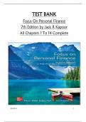 TEST BANK for  Focus On Personal Finance 7th Edition by Jack R Kapoor All Chapters 1 To 14 Complete  GRADED A&plus;  PDF