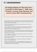 Developing Solutions for Microsoft Azure - Exam Ref AZ-204 Chapter 5 - D306 Azure Developer Associate&period; Exam Questions And Answers &vert;Latest 2025 &vert; Guaranteed Pass&period;