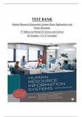TEST BANK for Human Resource Information Systems Basics Applications and  Future Directions 5th Edition by Richard D Johnso and Carlson All Chapters 1 To 17 Complete PDF