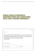 PUBLIC HEALTH RESEARCH MIDTERM EXAM 2023 QUESTIONS WITH 100&percnt; PASSED ANSWERS&excl;&excl;
