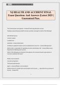 NJ HEALTH AND ACCIDENT FINAL Exam Questions And Answers &vert;Latest 2025 &vert; Guaranteed Pass&period;