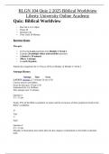 RLGN 104 Quiz 2 2025 Biblical Worldview Liberty University Online Academy