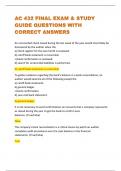 AC 432 FINAL EXAM & STUDY GUIDE QUESTIONS WITH CORRECT ANSWERS 