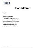 OCR GCSE Biology A &lpar;Gateway Science&rpar; Paper 1 and 2 &lpar;Foundation Tier&rpar; JUNE 2024 QUESTION PAPERS AND MARK SCHEMES