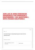AWR-160-W WMD&sol;TERRORISM AWARENESS FOR EMERGENCY RESPONDERS &vert; 102 QUESTIONS &vert; WITH PASSED SOLUTIONS&excl;&excl;