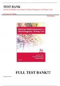  Test Bank For Advanced Health Assessment & Clinical Diagnosis in Primary Care 5th Edition&comma; All Chapters&comma; Complete Guide A&plus;&period;