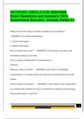 NETWORK SIMULATION 2024&sol;2025  Exam Questions and Answers 100&percnt;  Guaranteed Success &vert; Already Rated A&plus;