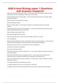 AQA A-level Biology paper 1 Questions  with Answers Graded A&plus;