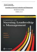 TEST BANK  Essentials of Nursing Leadership and Management 8th Edition by Grimley Chapter 1 to 16 STUDY SET