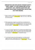 AMMUNITION AND EXPLOSIVES STORAGE SAFETY  &lpar;CERT&rpar; &lpar;AMMO 112&rpar; 2025&vert; BRAND NEW ACTUAL  EXAM WITH 100&percnt; VERIFIED QUESTIONS AND  CORRECT SOLUTIONS&vert; GUARANTEED VALUE PACK&vert;  ACE YOUR GRADES&period;