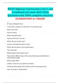 NICET Highway Construction Level 1 and 2 combined cert exam 2025-2026&period; Questions with 100&percnt; complete solutions&period; GUARANTEED A&plus; GRADE&period;