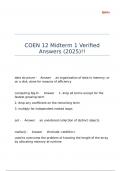 COEN 12 Midterm 1 Verified Answers &lpar;2025&rpar;&excl;&excl;