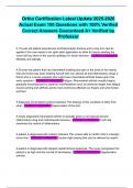 Ortho Certification Latest Update 2025-2026 Actual Exam 100 Questions with 100&percnt; Verified Correct Answers Guaranteed A&plus; Verified by Professor