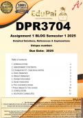DPR3704 Assignment 1 BLOG &lpar;COMPLETE ANSWERS&rpar; Semester 1 2025 - DUE March 2025