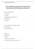 Nurs 314 Health Assessment for Nursing Practice Final Exam Prep 2025  Questions and Answers