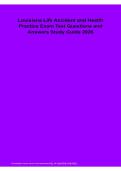  Louisiana Life Accident and Health Practice Exam Test Questions and Answers Study Guide 2026&sol;2027 &vert; Insurance Licensing Exam Prep &vert; Life and Health Certification Review