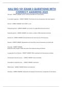 NAU BIO 181 EXAM 3 QUESTIONS WITH CORRECT ANSWERS 2025