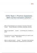 D352 Topic 1 Practice Questions With Correct Answers &lpar;2025&rpar;&excl;&excl;