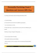 Personality Psychology Exam 3 Questions and Answers 100&percnt; Pass