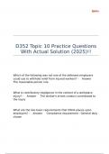 D352 Topic 10 Practice Questions With Actual Solution &lpar;2025&rpar;&excl;&excl;