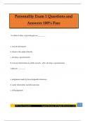 Personality Exam 1 Questions and Answers 100&percnt; Pass