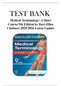 Medical Terminology&colon; A Short   Course 9th Edition by Davi-Ellen   Chabner&vert; 2025&sol;2026 Latest Update