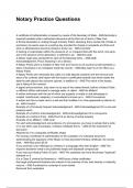 Notary Practice Questions &lpar;2025&sol;2026 Newest Update&rpar; COMPLETE QUESTIONS AND VERIFIED ANSWERS  ALREADY GRADED A&plus;&excl;&excl;