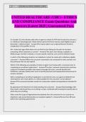 UNITED HEALTHCARE &lpar;UHC&rpar;&ndash; ETHICS AND COMPLIANCE Exam Questions And Answers &vert;Latest 2025 &vert; Guaranteed Pass