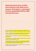 Illinois Real Estate Exam&comma; Verified Exam Questions with 100&percnt; Correct Answers&comma; All Graded A&plus;&comma; Latest Expert Premium Update&lpar;2025-2027&rpar;&vert;>100&percnt; Guaranteed Success&period;